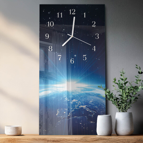 Horloge rectangulaire verticale Terre Weltall