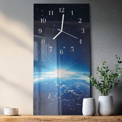 Horloge rectangulaire verticale Terre Weltall
