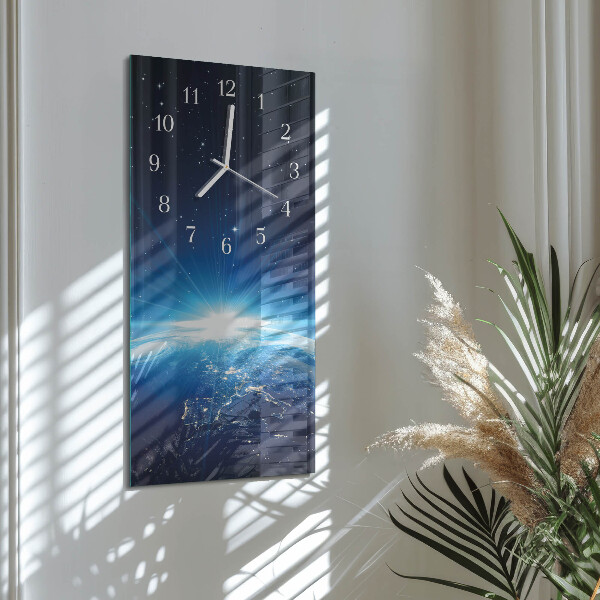 Horloge rectangulaire verticale Terre Weltall