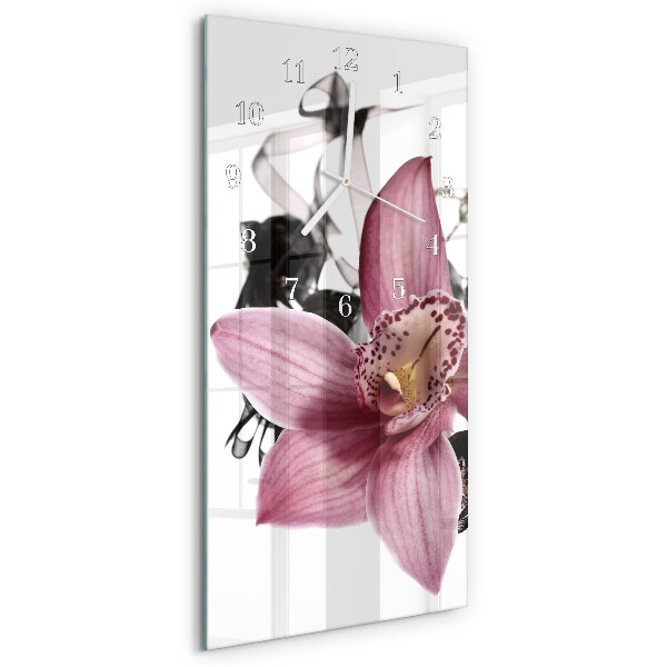 Horloge rectangulaire verticale Orchidée