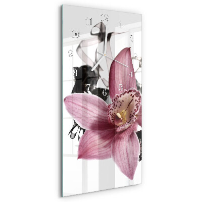 Horloge rectangulaire verticale Orchidée