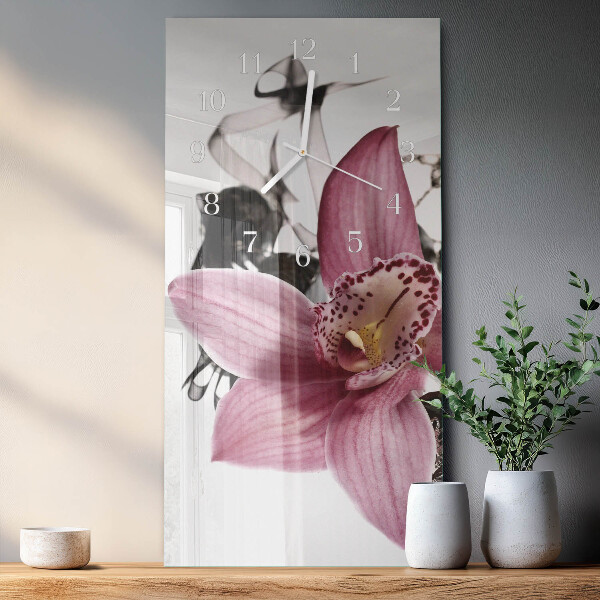 Horloge rectangulaire verticale Orchidée