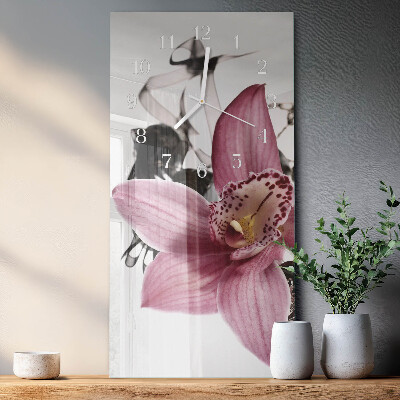 Horloge rectangulaire verticale Orchidée