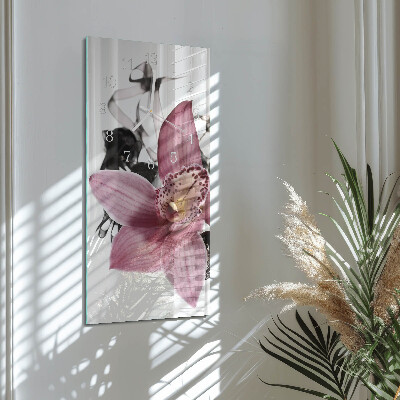 Horloge rectangulaire verticale Orchidée