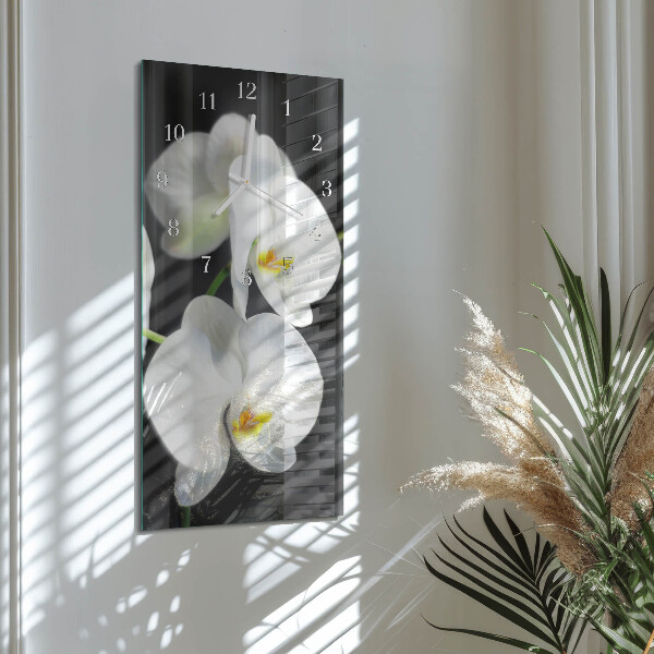 Horloge rectangulaire verticale Orchidée