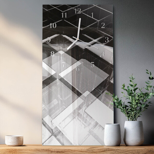 Horloge rectangulaire verticale Cube de verre
