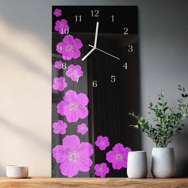 Horloge rectangulaire verticale Fleurs