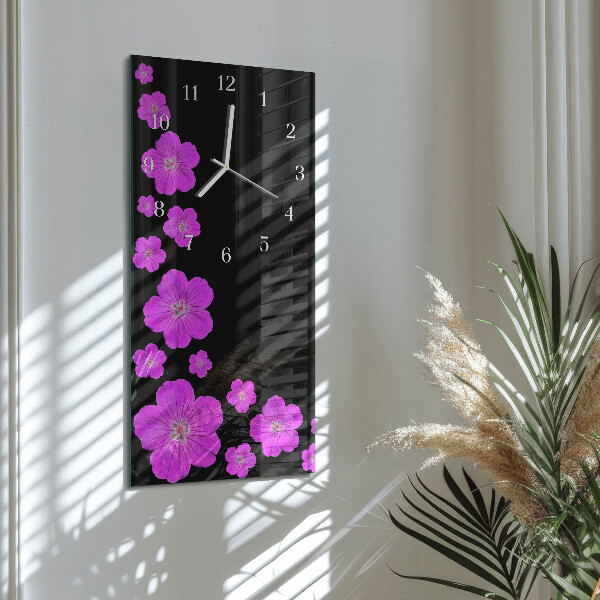 Horloge rectangulaire verticale Fleurs