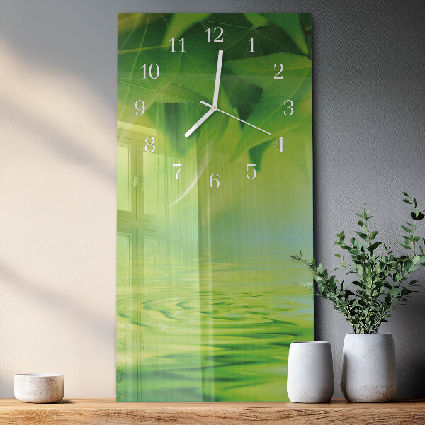 Horloge rectangulaire verticale Feuilles