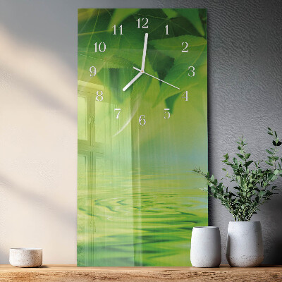 Horloge rectangulaire verticale Feuilles