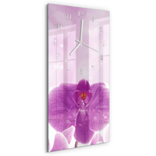 Horloge rectangulaire verticale Orchidée