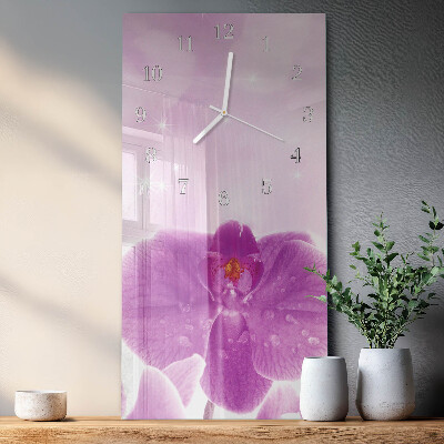 Horloge rectangulaire verticale Orchidée