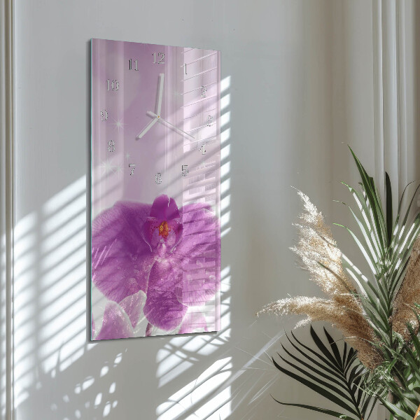 Horloge rectangulaire verticale Orchidée