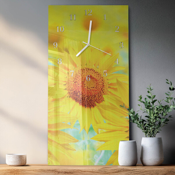 Horloge rectangulaire verticale Tournesol
