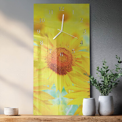 Horloge rectangulaire verticale Tournesol