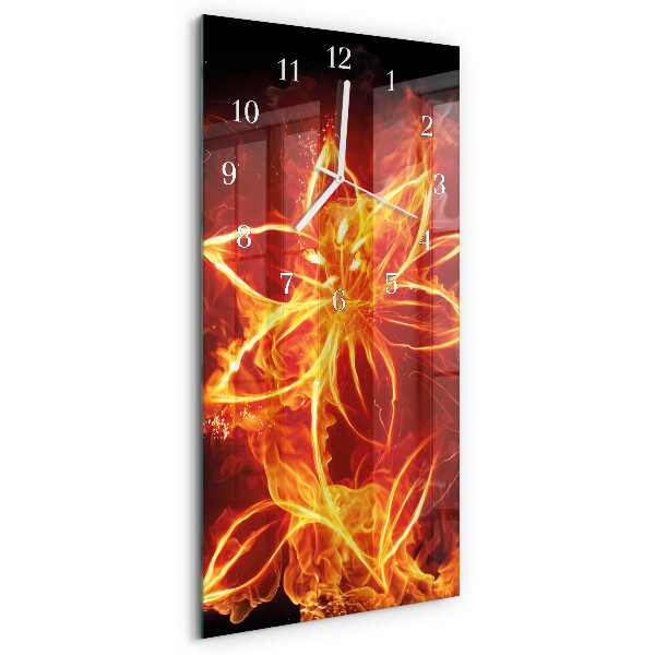 Horloge rectangulaire verticale Fleur de feu