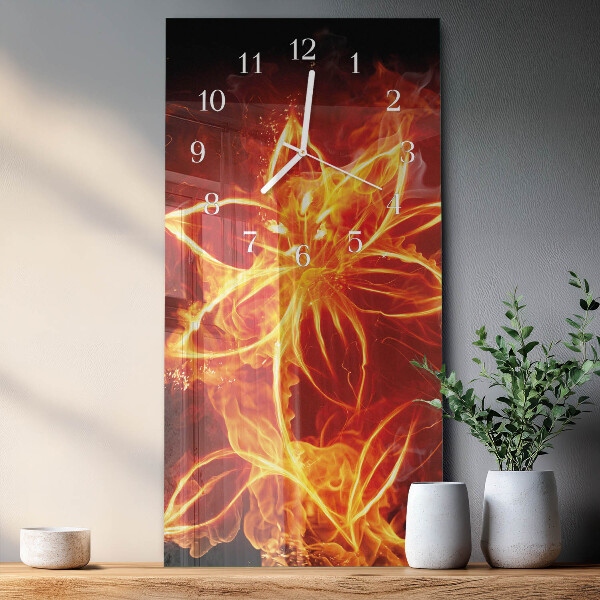 Horloge rectangulaire verticale Fleur de feu