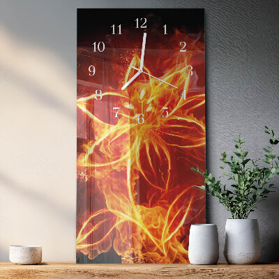 Horloge rectangulaire verticale Fleur de feu