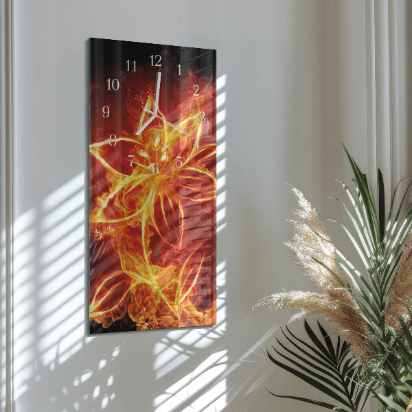 Horloge rectangulaire verticale Fleur de feu