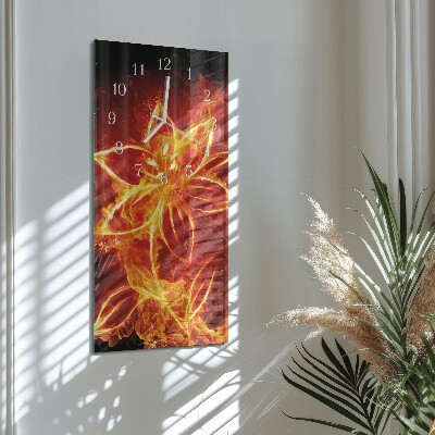 Horloge rectangulaire verticale Fleur de feu