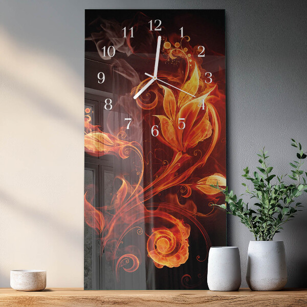 Horloge rectangulaire verticale Fleur de feu