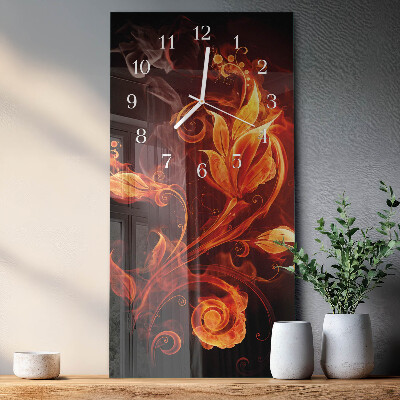 Horloge rectangulaire verticale Fleur de feu