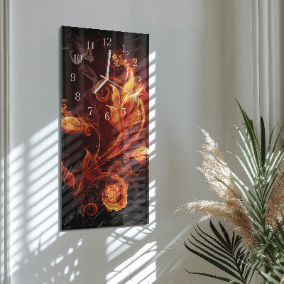 Horloge rectangulaire verticale Fleur de feu
