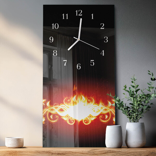 Horloge rectangulaire verticale Fleur de feu