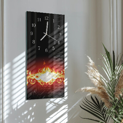 Horloge rectangulaire verticale Fleur de feu