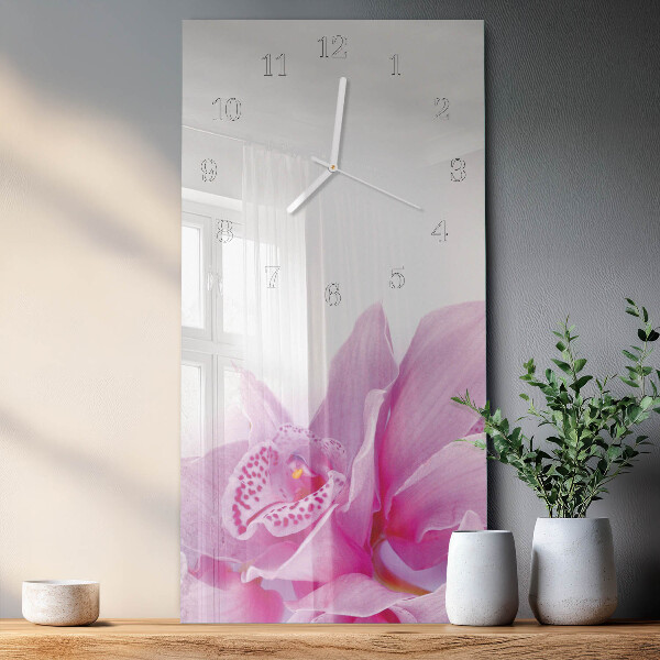 Horloge rectangulaire verticale Orchidée