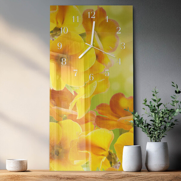 Horloge rectangulaire verticale Fleurs