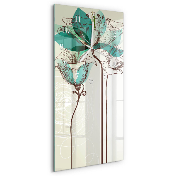 Horloge rectangulaire verticale Fleur