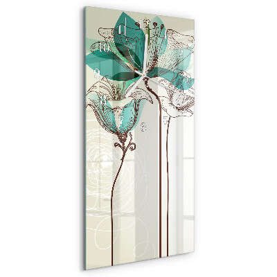 Horloge rectangulaire verticale Fleur