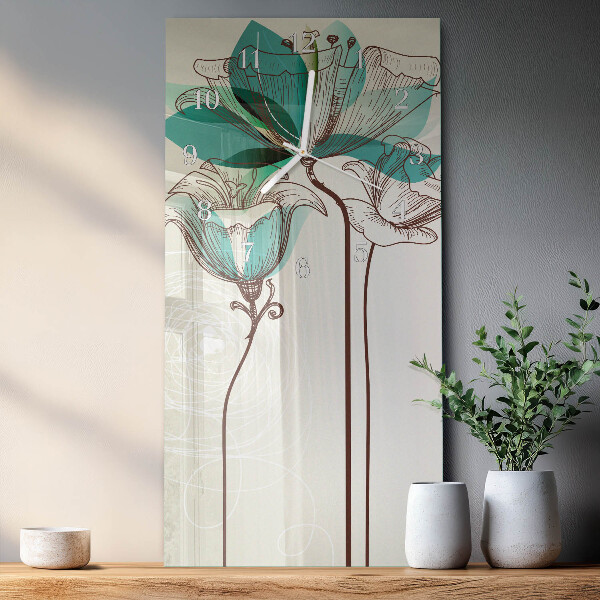 Horloge rectangulaire verticale Fleur