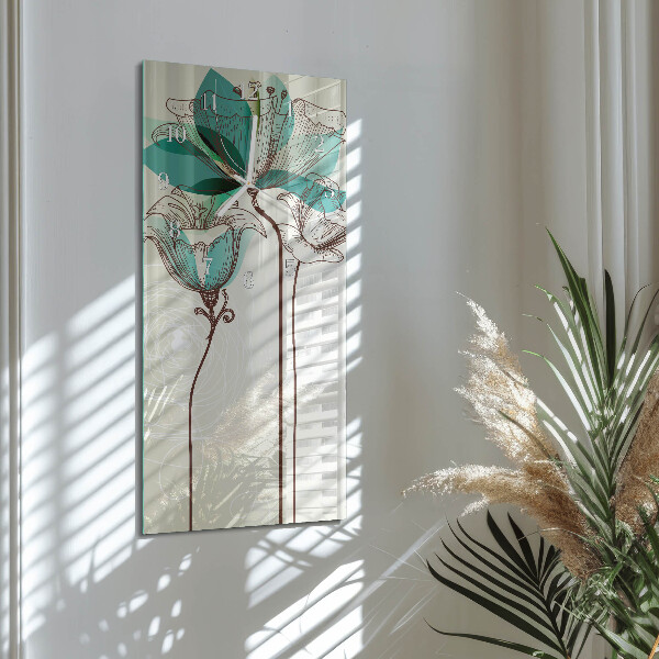 Horloge rectangulaire verticale Fleur
