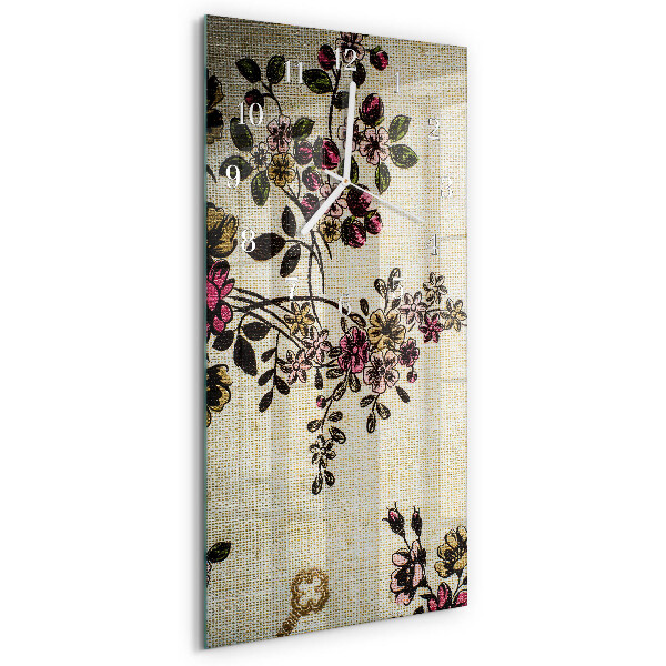 Horloge rectangulaire verticale Motif floral