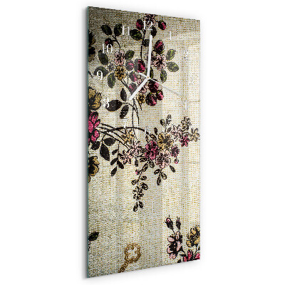 Horloge rectangulaire verticale Motif floral