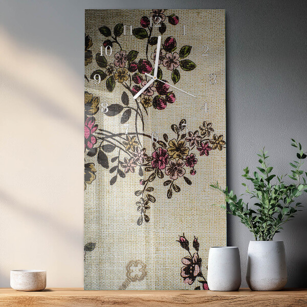 Horloge rectangulaire verticale Motif floral