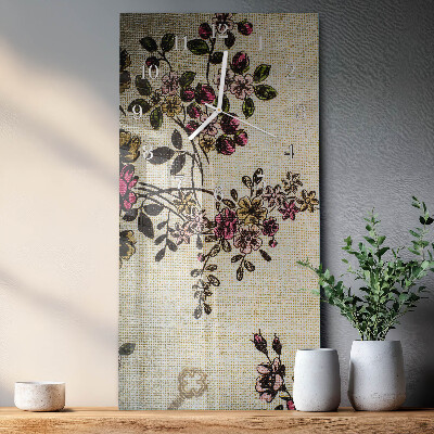 Horloge rectangulaire verticale Motif floral