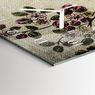 Horloge rectangulaire verticale Motif floral