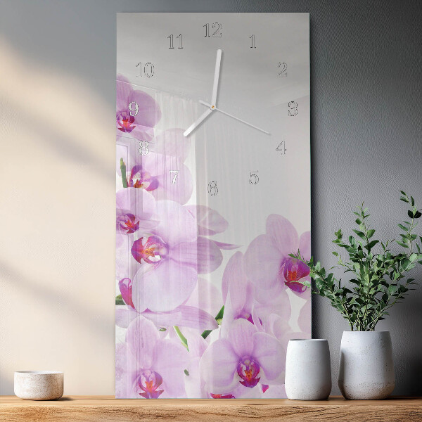 Horloge rectangulaire verticale Orchidées