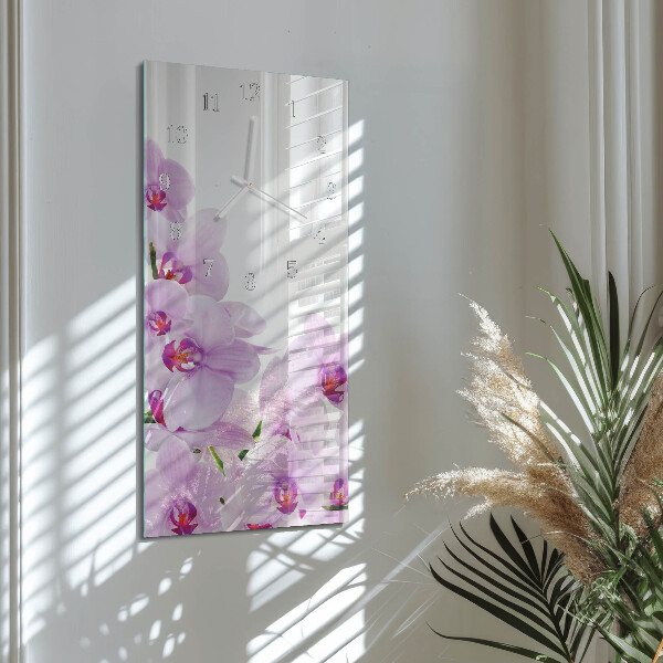 Horloge rectangulaire verticale Orchidées