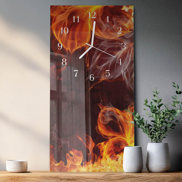 Horloge rectangulaire verticale Fleurs de feu