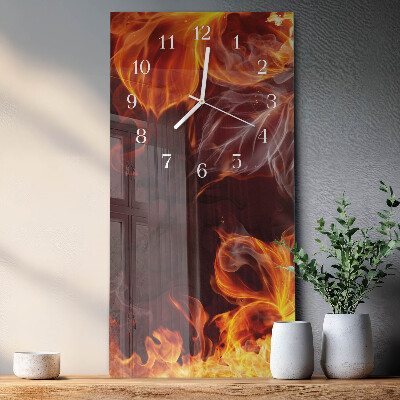 Horloge rectangulaire verticale Fleurs de feu
