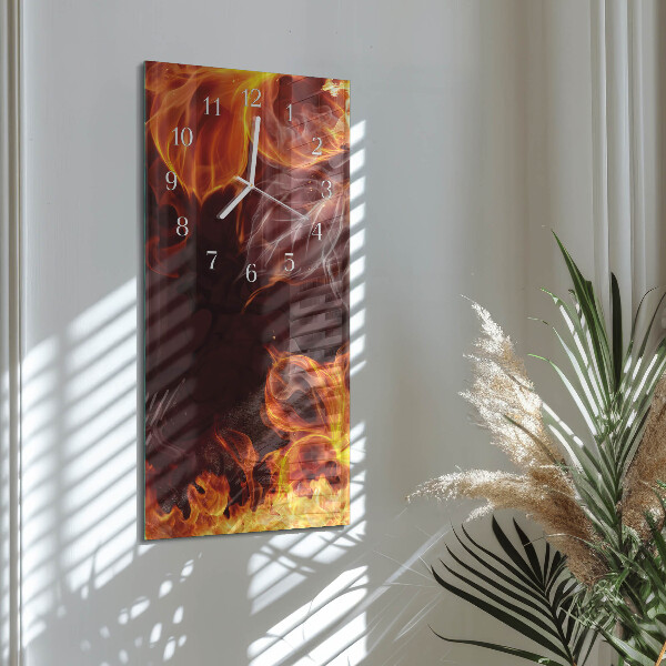 Horloge rectangulaire verticale Fleurs de feu