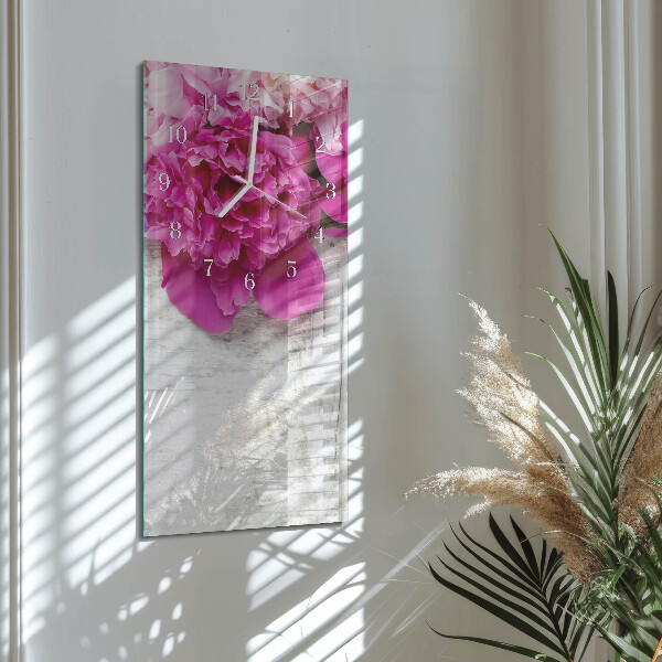 Horloge rectangulaire verticale Pivoine