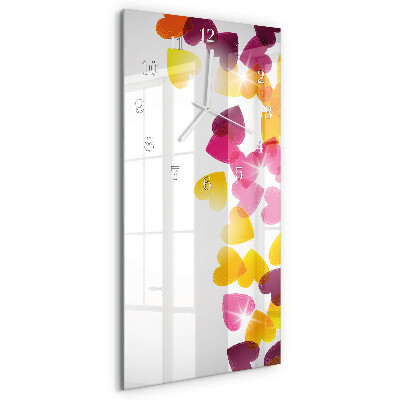 Horloge rectangulaire verticale Cœurs colorés