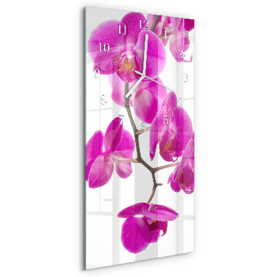 Horloge rectangulaire verticale Orchidées