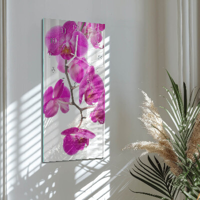 Horloge rectangulaire verticale Orchidées