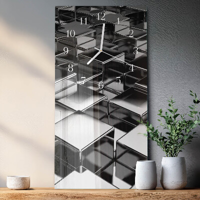 Horloge rectangulaire verticale Cubes métalliques